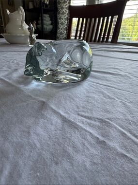 Clear Glass Cat Sculpture Decorative Home Accent